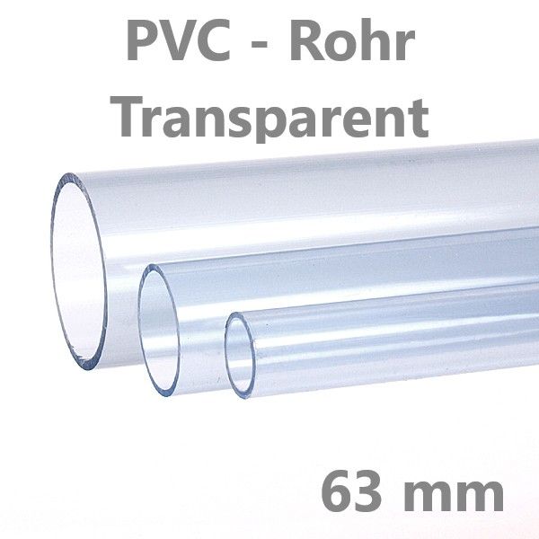 Transparentes PVC-Rohr 63 x 3,0 mm / PN 10