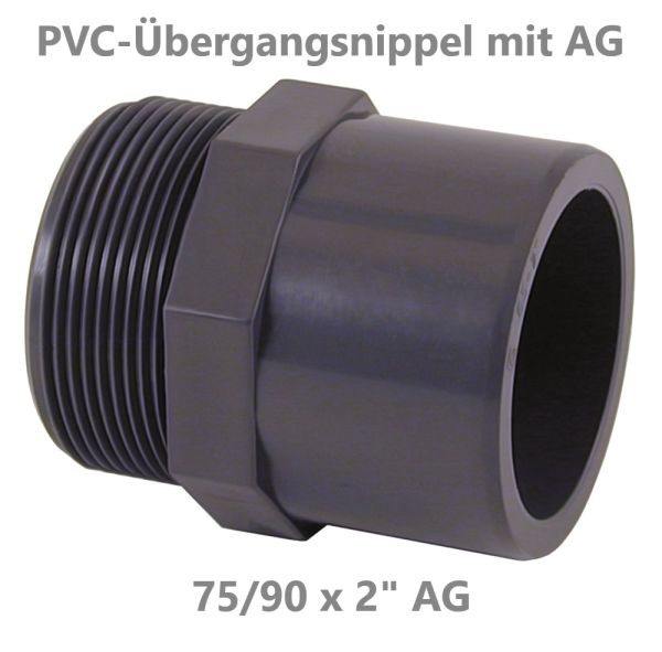 PVC Übergangsnippel AG 75 / 90 x 2"