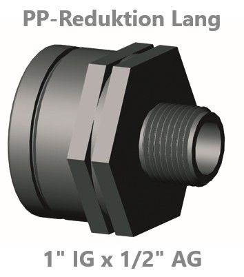 PP Reduktion lang IG / AG 1" x 1/2"