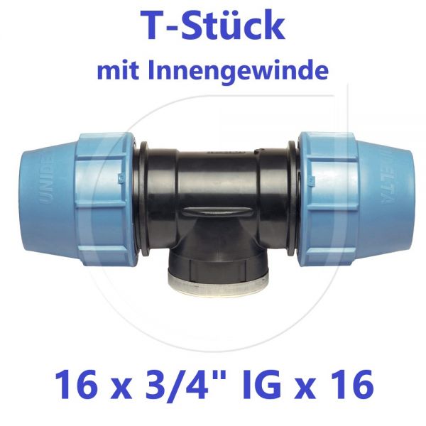 UNIDELTA Klemmverbinder T-Stück mit Innengewinde 16 x 3/4" x 16