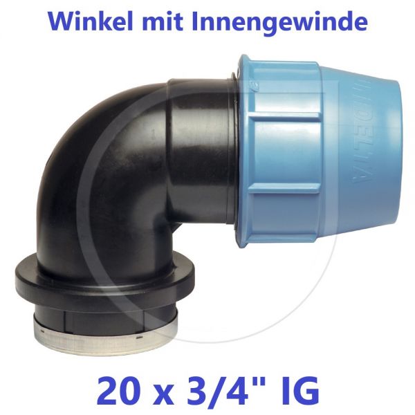 UNIDELTA Klemmverbinder Winkel mit Innengewinde 20 x 3/4"