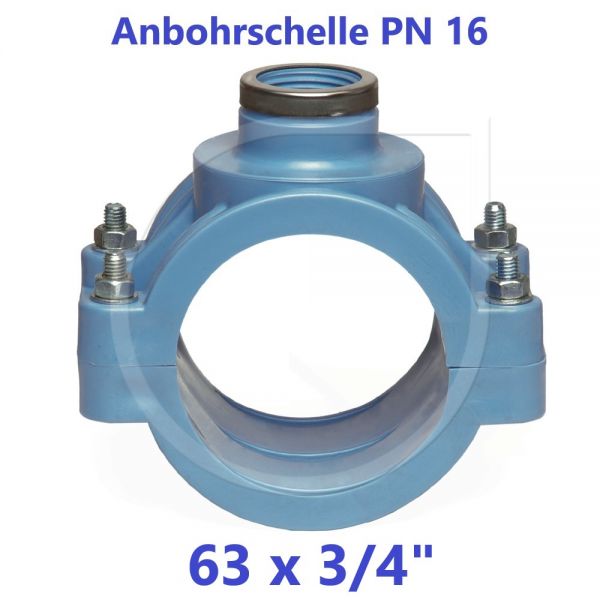 UNIDELTA Anbohrschelle mit Verstärkung PN16 Blau 63 x 3/4"