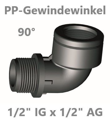 PP Gewindewinkel 90° 1/2" IG x AG