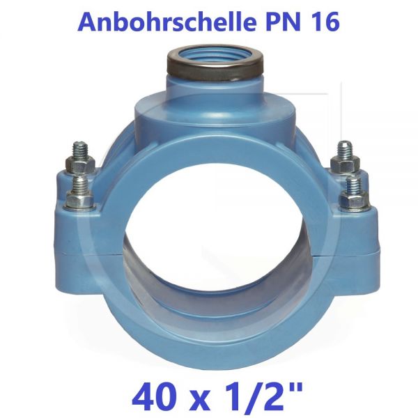 UNIDELTA Anbohrschelle mit Verstärkung PN16 Blau 40 x 1/2"