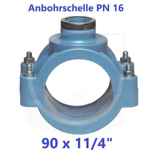 UNIDELTA Anbohrschelle mit Verstärkung PN16 Blau 90 x 11/4"