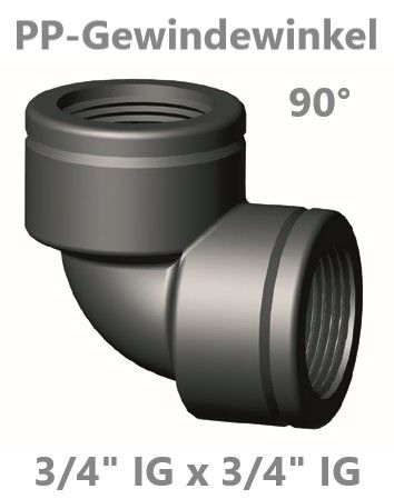 PP Gewindewinkel 90° 3/4" IG x IG