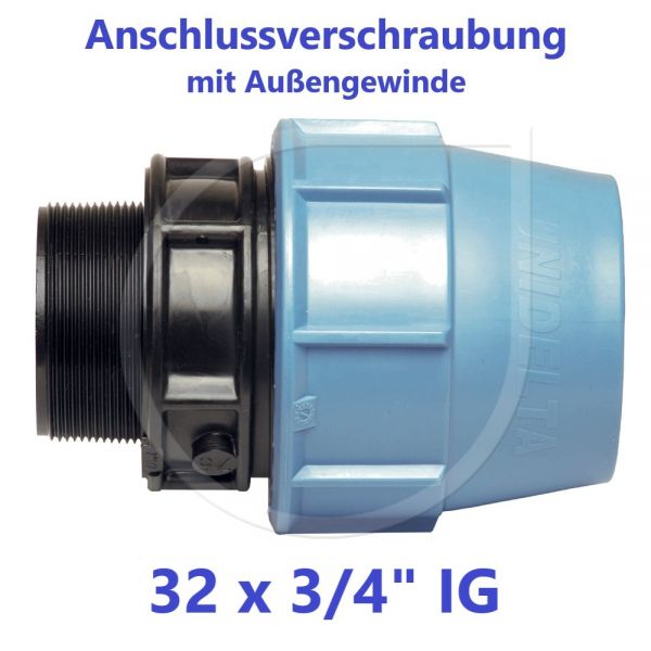 UNIDELTA Klemmverbinder Anschlussverschraubung mit Außengewinde 32 x 3/4"