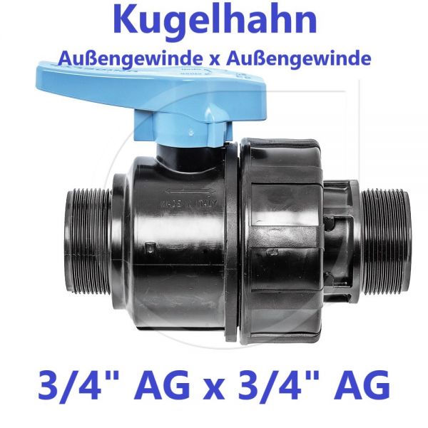 UNIDELTA Klemmverbinder Kugelhahn Außengewinde x Außengewinde 3/4" AG x 3/4" AG