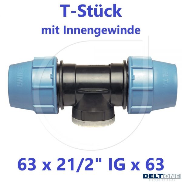 UNIDELTA Klemmverbinder T-Stück mit Innengewinde 63 x 21/2" x 63 DeltOne