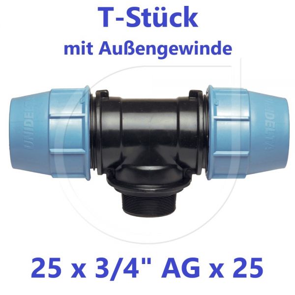 UNIDELTA Klemmverbinder T-Stück mit Außengewinde 25 x 3/4" x 25