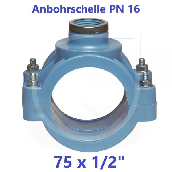 UNIDELTA Anbohrschelle mit Verstärkung PN16 Blau 75 x 1/2"