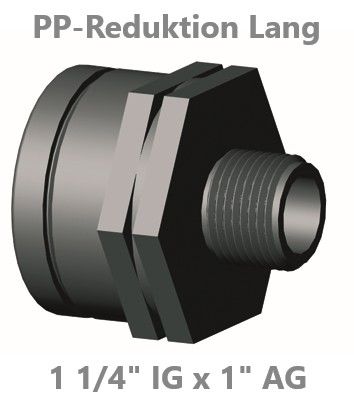 PP Reduktion lang IG / AG 1 1/4" x 1"