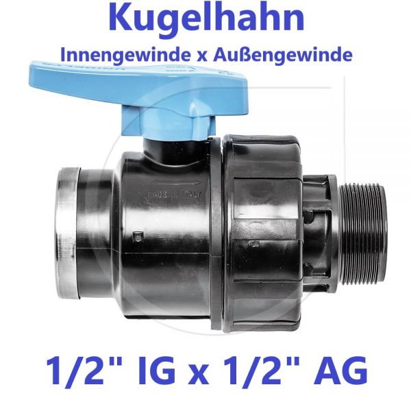 UNIDELTA Klemmverbinder Kugelhahn Innengewinde x Außengewinde 1/2" IG x 1/2" AG