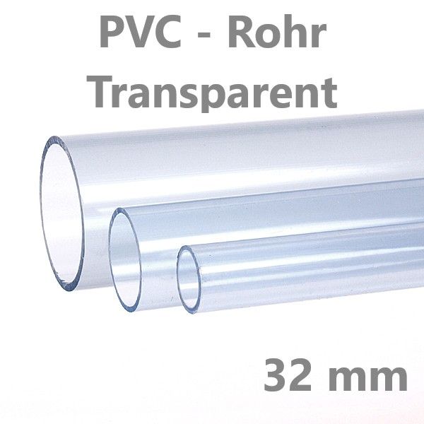 Transparentes PVC-Rohr 32 x 1,9 mm / PN 10