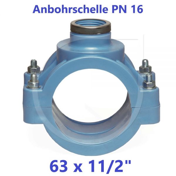 UNIDELTA Anbohrschelle mit Verstärkung PN16 Blau 63 x 11/2"