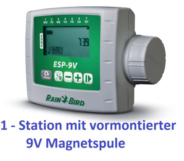 F48361 Rain Bird ESP-9V-Modell 1 Stationen mit vormontierter 9V-DC Magnetspule