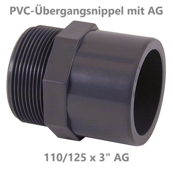 PVC Übergangsnippel AG 110/ 125 x 3"