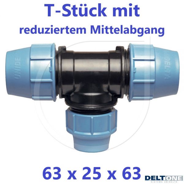 UNIDELTA Klemmverbinder T-Stück 90° reduziert 63 x 25 x 63