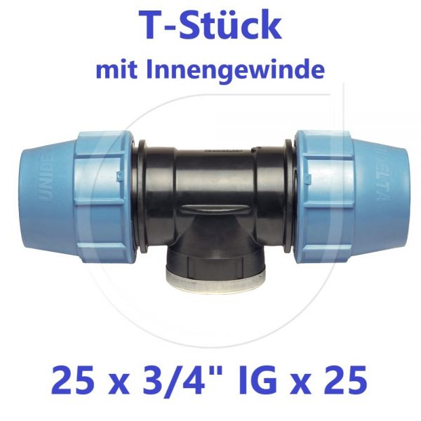 UNIDELTA Klemmverbinder T-Stück mit Innengewinde 25 x 3/4" x 25