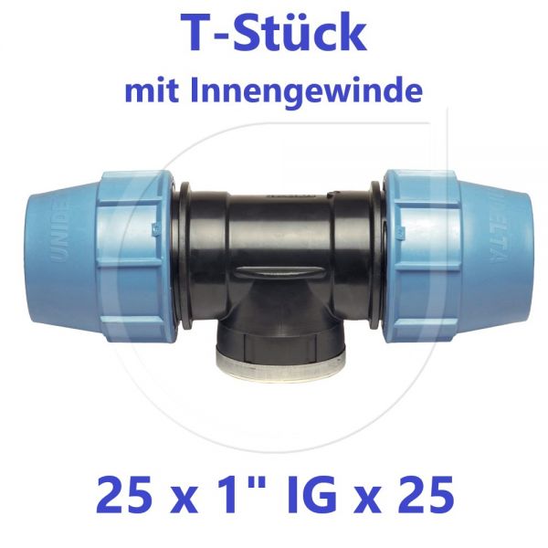 UNIDELTA Klemmverbinder T-Stück mit Innengewinde 25 x 1" x 25