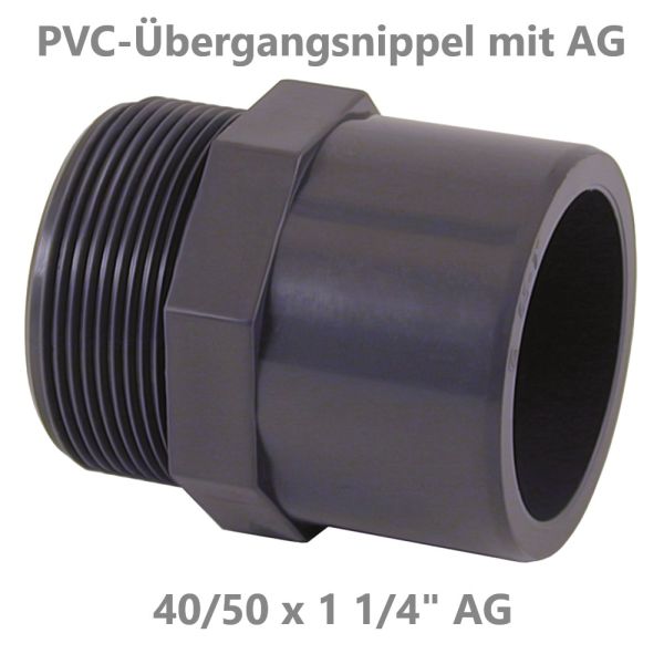 PVC Übergangsnippel AG 40 / 50 x 1 1/4"
