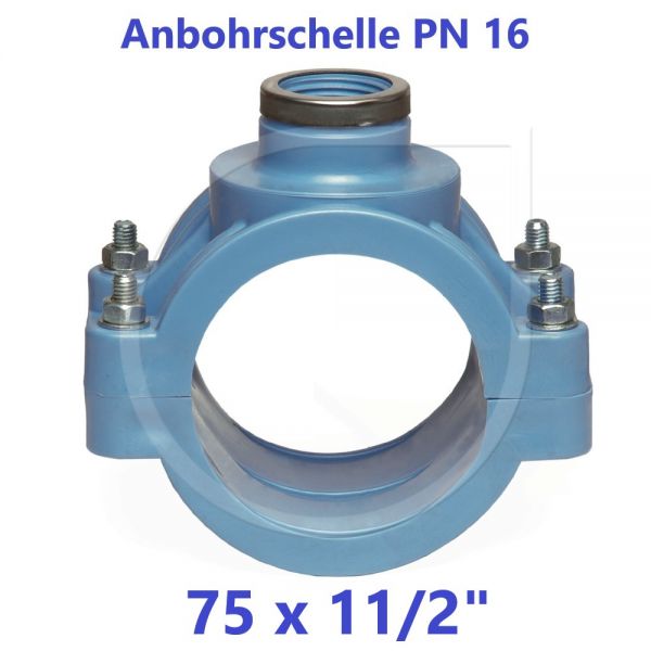 UNIDELTA Anbohrschelle mit Verstärkung PN16 Blau 75 x 11/2"