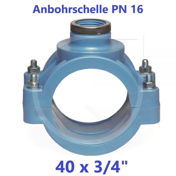 UNIDELTA Anbohrschelle mit Verstärkung PN16 Blau 40 x 3/4"