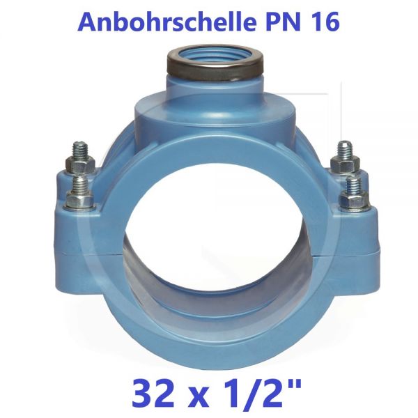 UNIDELTA Anbohrschelle mit Verstärkung PN16 Blau 32 x 1/2"