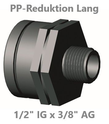 PP Reduktion lang IG / AG 3/8" x 1/2''