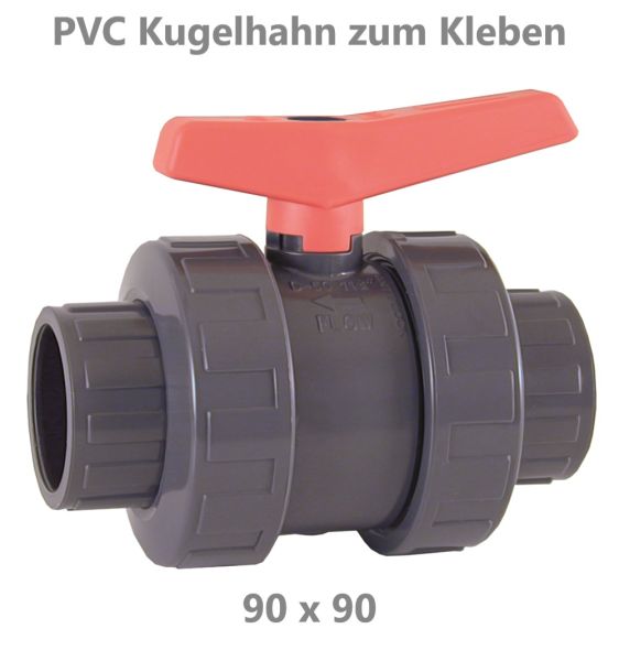 PVC Kugelhahn mit Klebemuffe 90 mm