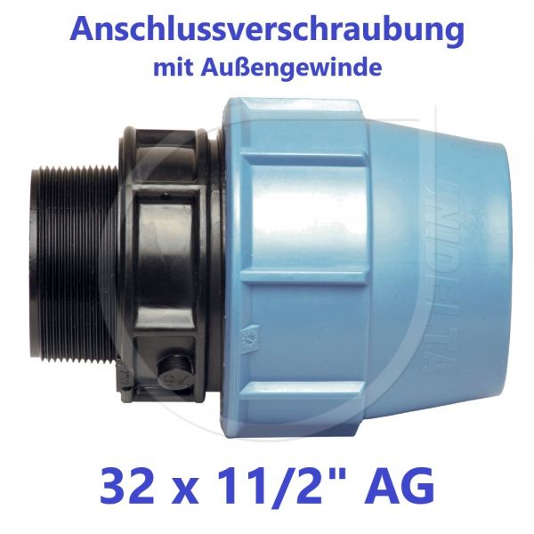 UNIDELTA Klemmverbinder Anschlussverschraubung mit Außengewinde 32 x 11/2"