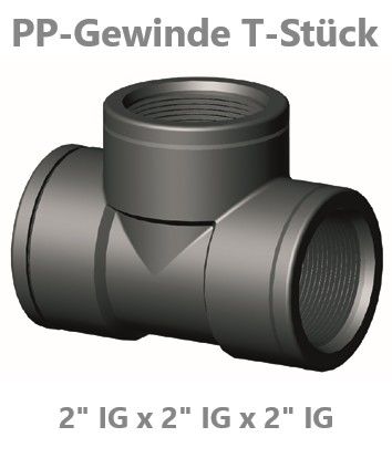 PP Gewinde-T-Stück 90° 2" IG / IG / IG