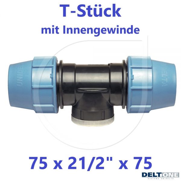 UNIDELTA Klemmverbinder T-Stück mit Innengewinde 75 x 21/2" x 75 DeltOne