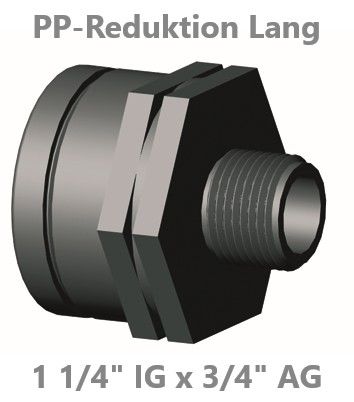 PP Reduktion lang IG / AG 1 1/4" x 3/4"