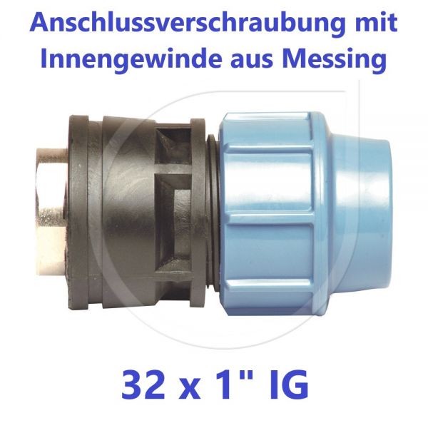 UNIDELTA Klemmverbinder Anschlussverschraubung mit Messing Innengewinde 32 x 1"