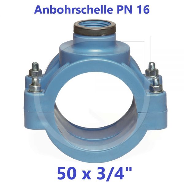 UNIDELTA Anbohrschelle mit Verstärkung PN16 Blau 50 x 3/4"