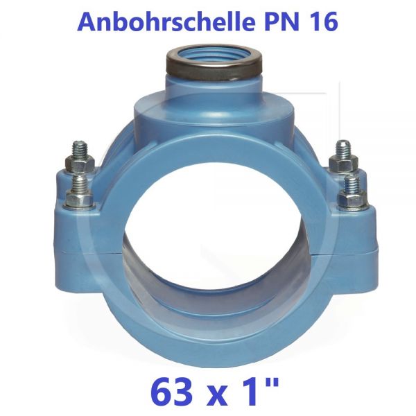 UNIDELTA Anbohrschelle mit Verstärkung PN16 Blau 63 x 1"