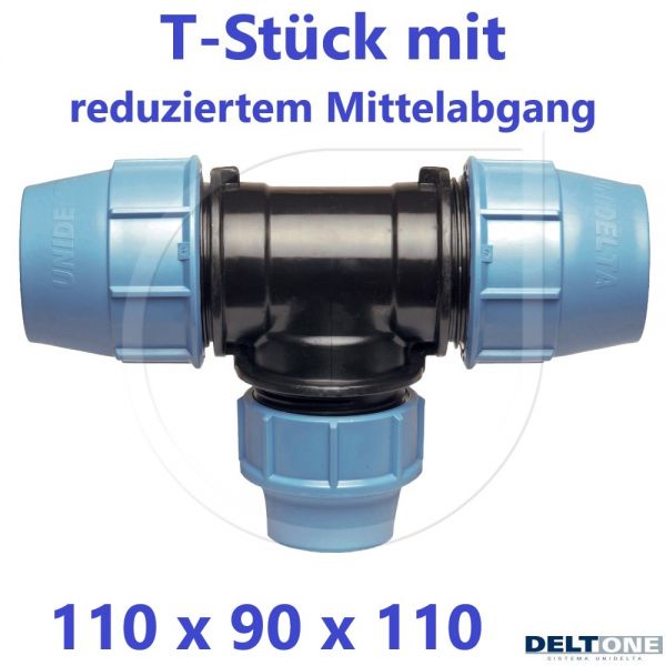 UNIDELTA Klemmverbinder T-Stück 90° reduziert 110 x 90 x 110 DeltOne