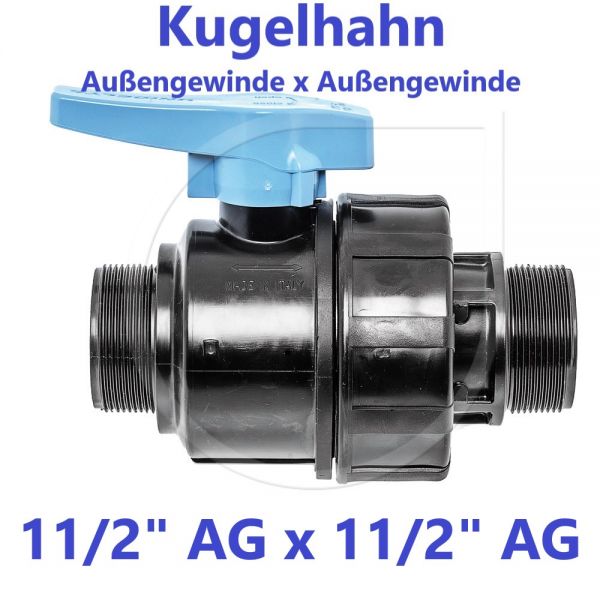 UNIDELTA Klemmverbinder Kugelhahn Außengewinde x Außengewinde 11/2" AG x 11/2" AG