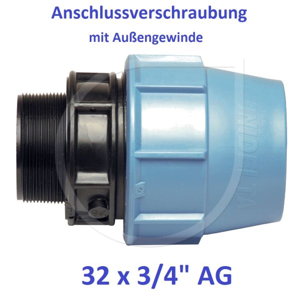 UNIDELTA Klemmverbinder Anschlussverschraubung mit Außengewinde 32 x 3/4"