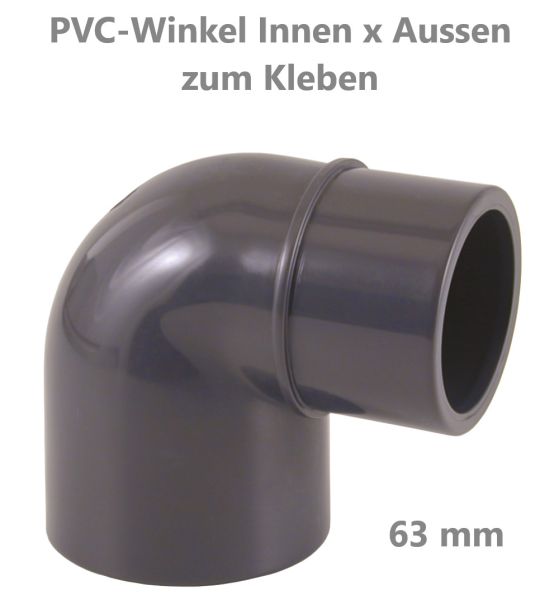 [22041011] PVC Winkel 90° Innen x Außen 63 x 63 mm