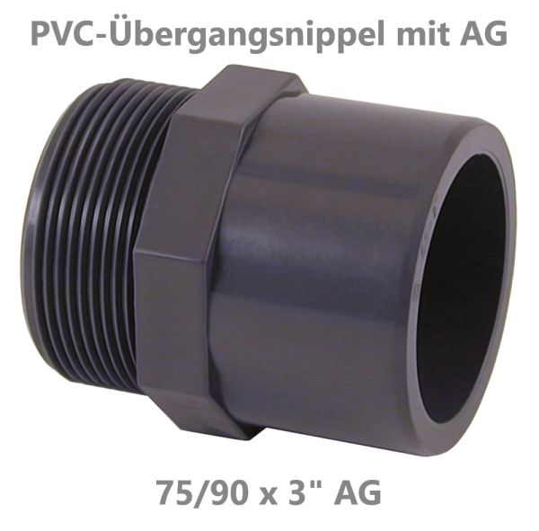 PVC Übergangsnippel AG 75 / 90 x 3"