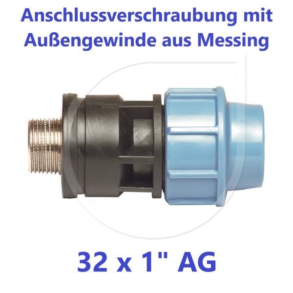 UNIDELTA Klemmverbinder Anschlussverschraubung mit Messing Außengewinde 32 x 1"