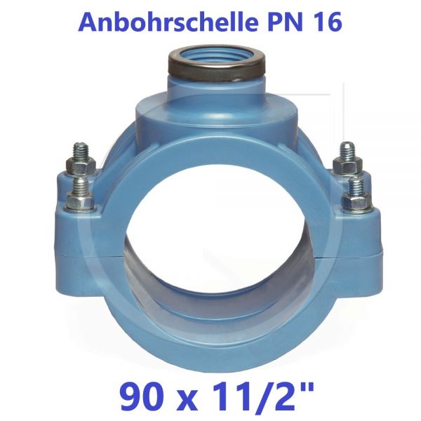 UNIDELTA Anbohrschelle mit Verstärkung PN16 Blau 90 x 11/2"