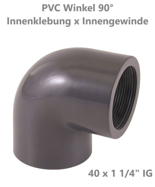 [22022011] PVC Winkel 90° mit Innengewinde 40 x 1 1/4"