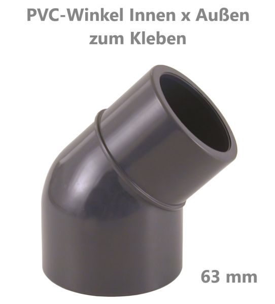 [22042011] PVC Winkel 45° Innen x Außen 63 x 63 mm