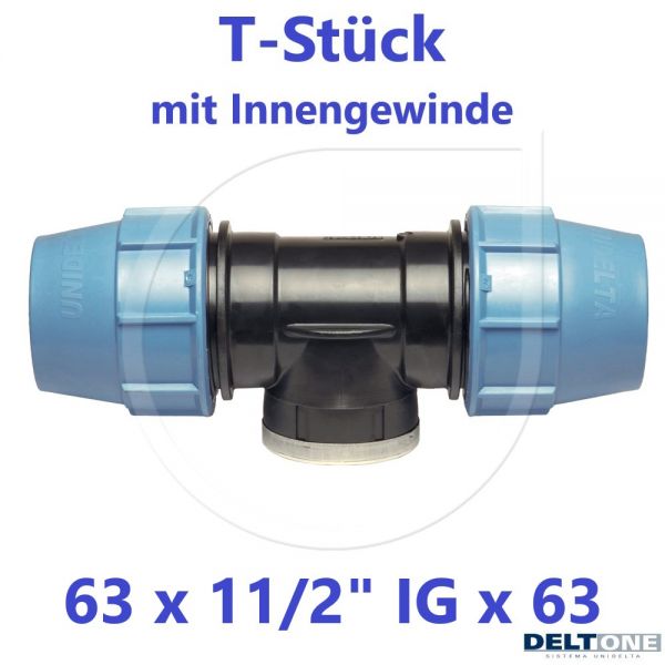 UNIDELTA Klemmverbinder T-Stück mit Innengewinde 63 x 11/2" x 63 DeltOne 