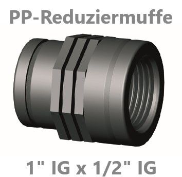 PP Reduziermuffe IG / IG 1" x 1/2"