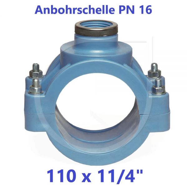 UNIDELTA Anbohrschelle mit Verstärkung PN16 Blau 110 x 11/4"