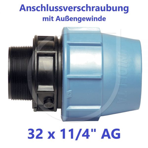 UNIDELTA Klemmverbinder Anschlussverschraubung mit Außengewinde 32 x 11/4"